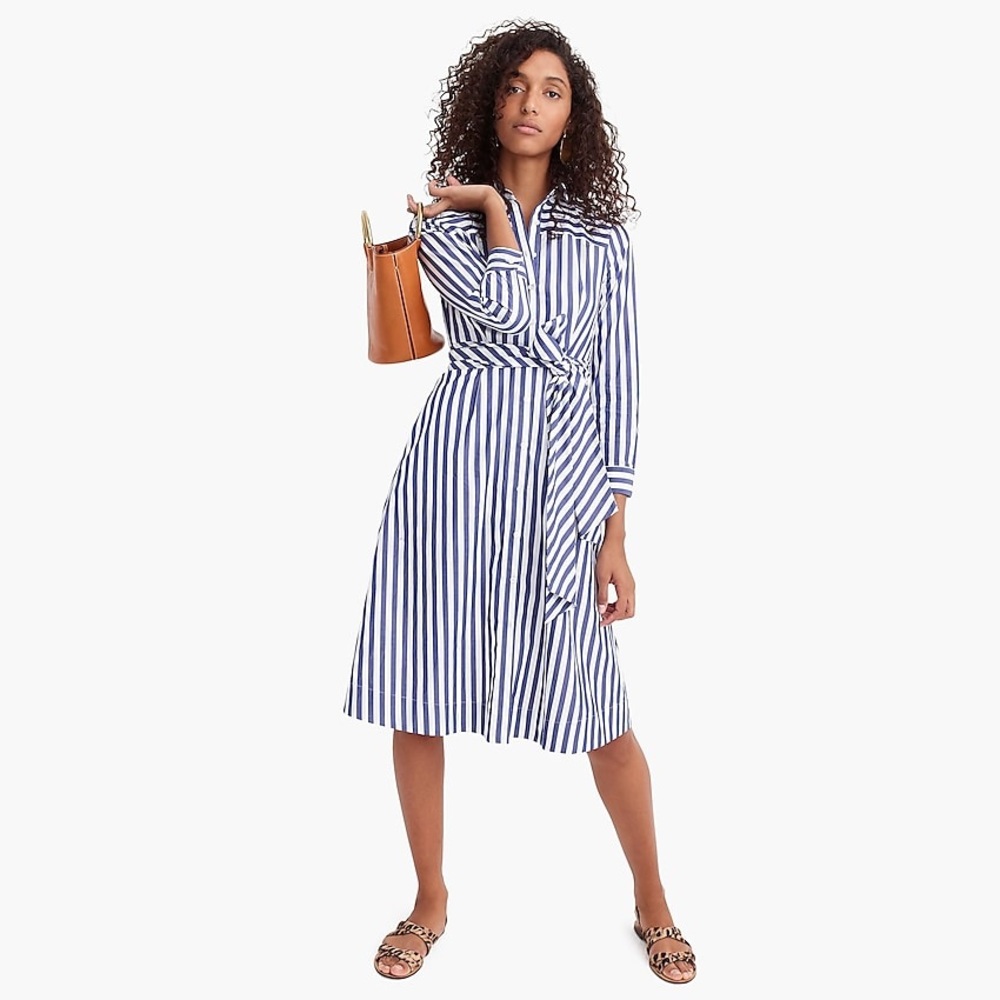 🆕 NWT J CREW Midi tie waist shirt dress